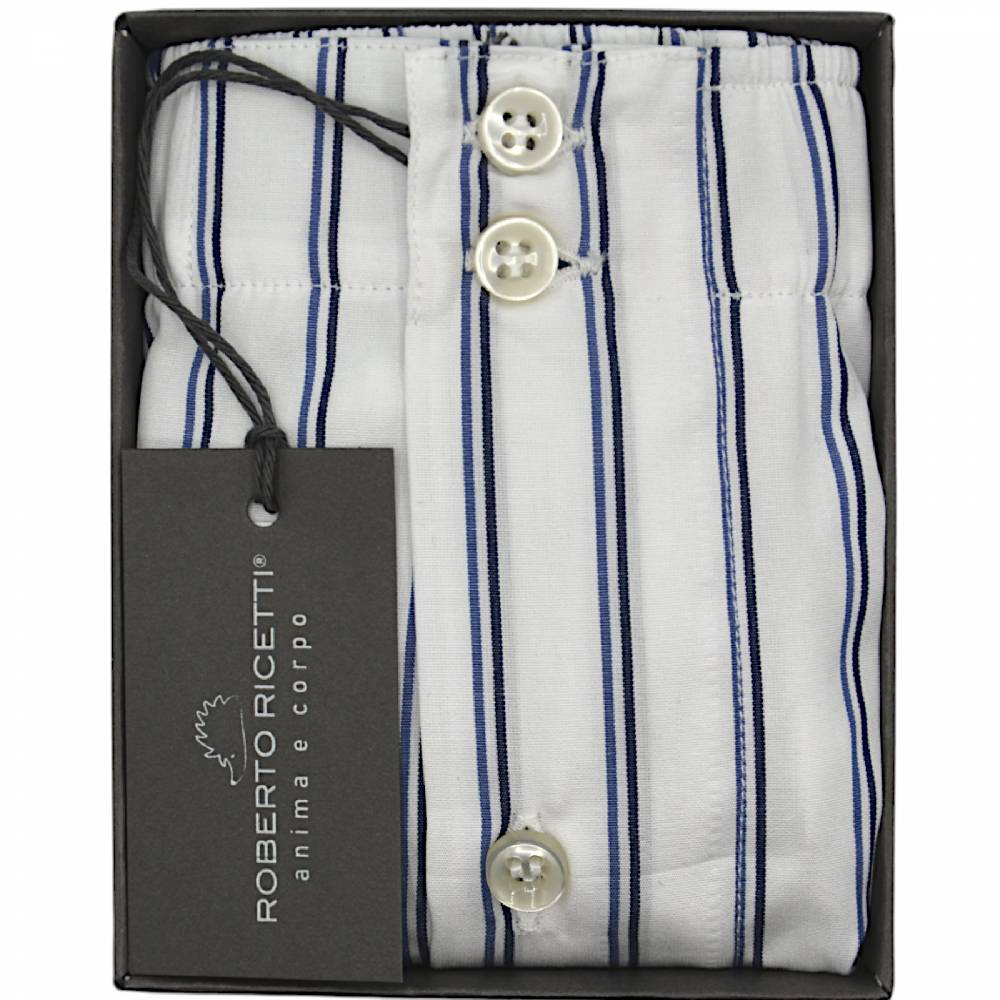 Roberto Ricetti BOXER DB1 SUPPORT - BIANCO CON RIGA BLU E NERA Saldi
