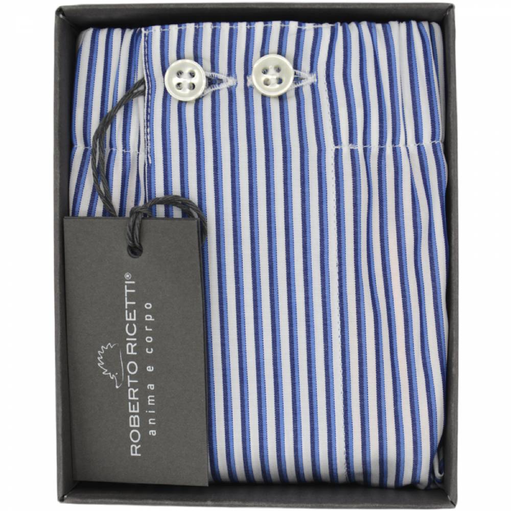 Roberto Ricetti BOXER UOMO CLASSIC - BIANCO RIGA BLU E NERA Vendite Flash