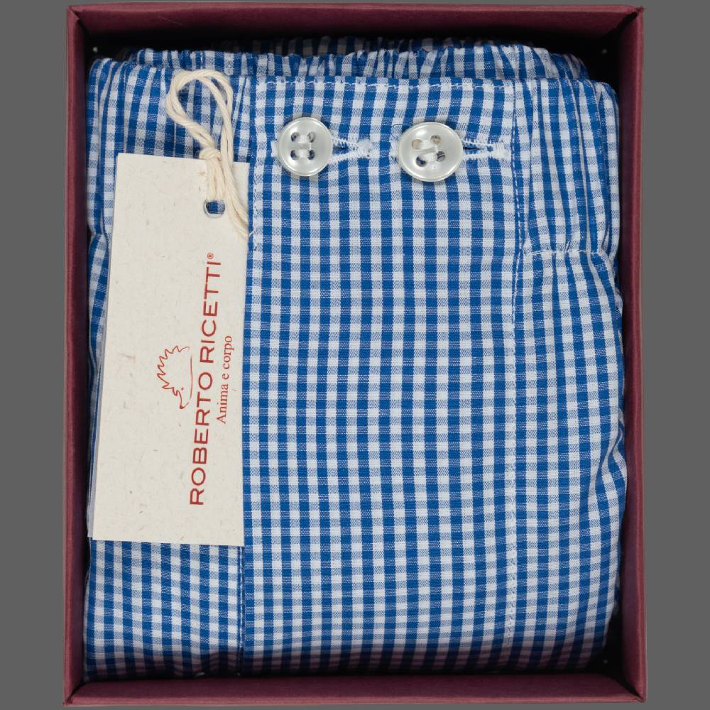 Roberto Ricetti BOXER UOMO CLASSIC - BASIC - CONTINUATIVO - VICHY BLU Vendita