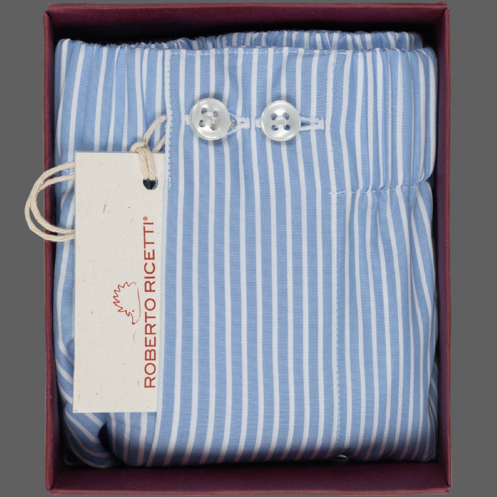 Roberto Ricetti BOXER UOMO CLASSIC - BASIC - CONTINUATIVO - RIGA FONDO AZZURRO Promozione