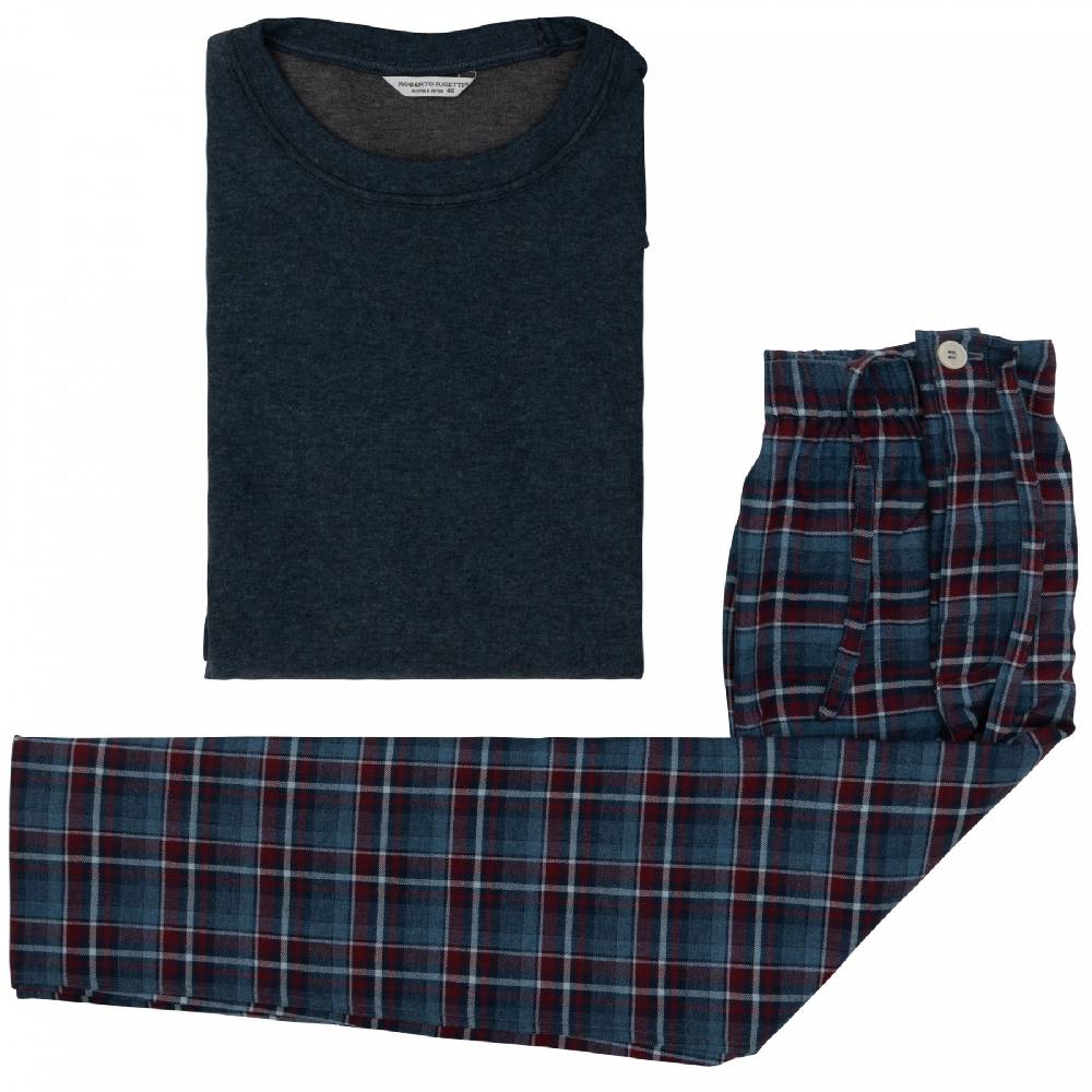 Roberto Ricetti FELPA GIROCOLLO BLU - PANTALONE SCOZZESE ROSSO/BLU Shopping Online
