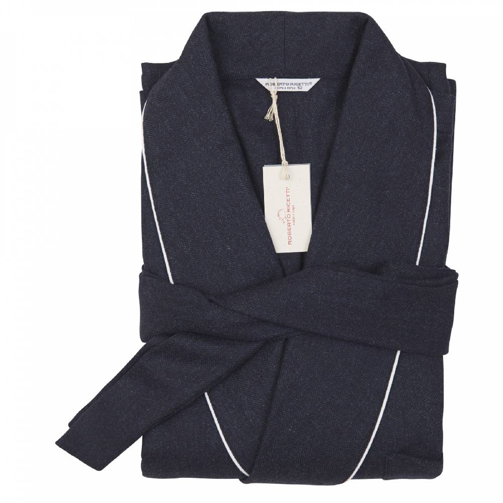 Roberto Ricetti VESTAGLIA UOMO LUNGA - LANA E CASHMERE BLU Promozione Limitata