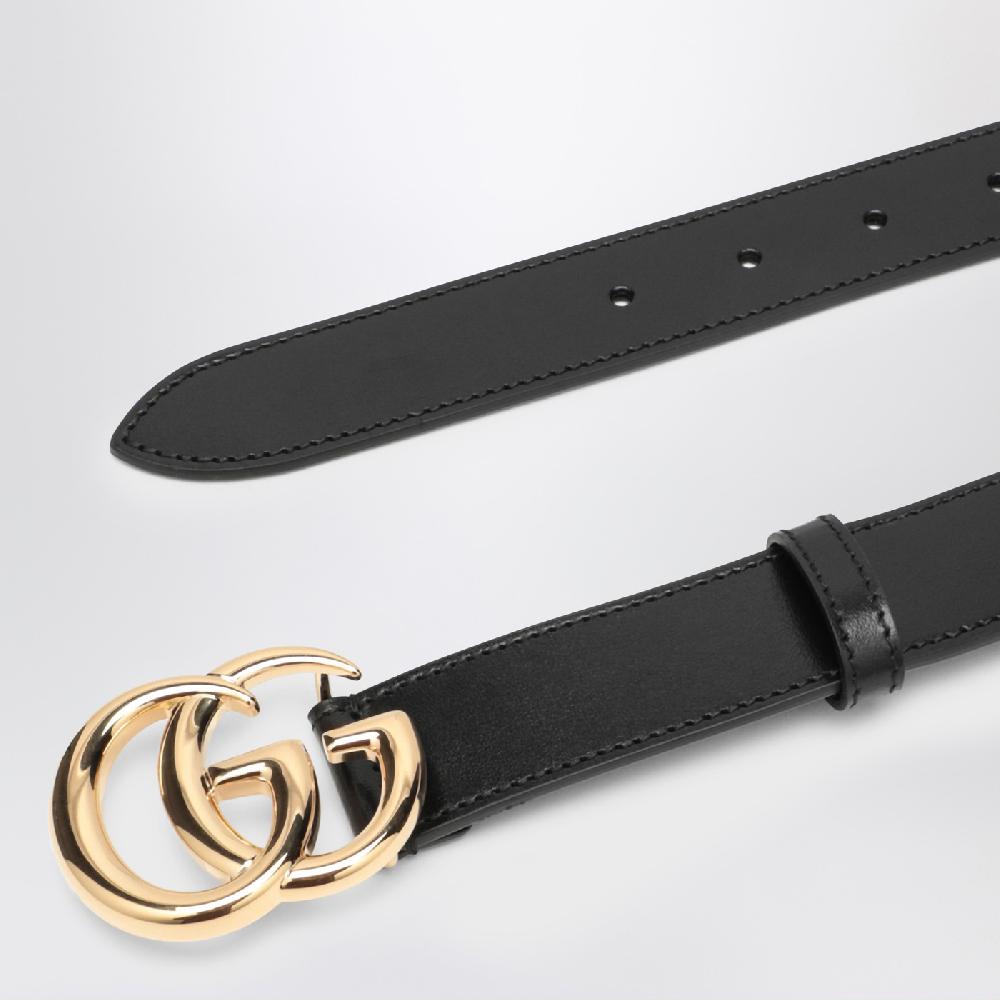 GUCCI Cintura nera con fibbia Doppia GG Saldi Di Fabbrica