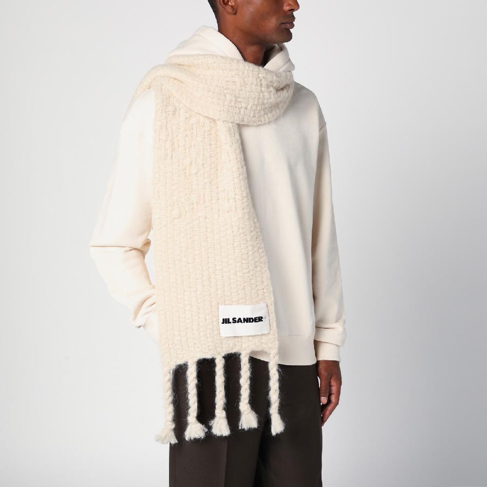 Jil Sander Sciarpa avorio in misto mohair Offerta speciale