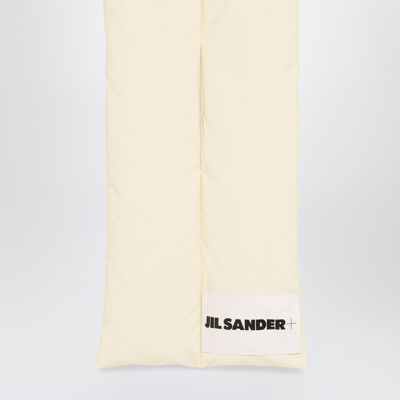 Jil Sander Sciarpa imbottita beige con logo Grande vendita
