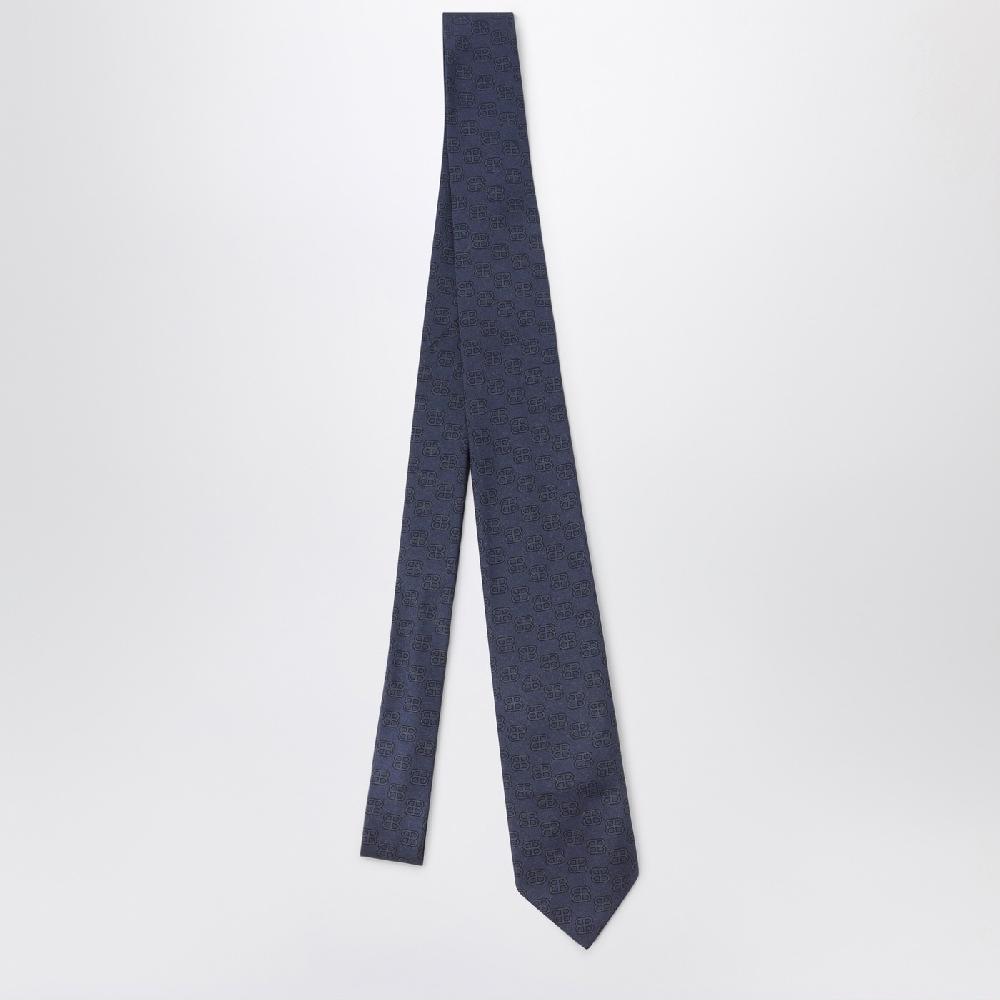 Balenciaga Cravatta sky blu con stampa BB Smaltimento dello stoccaggio
