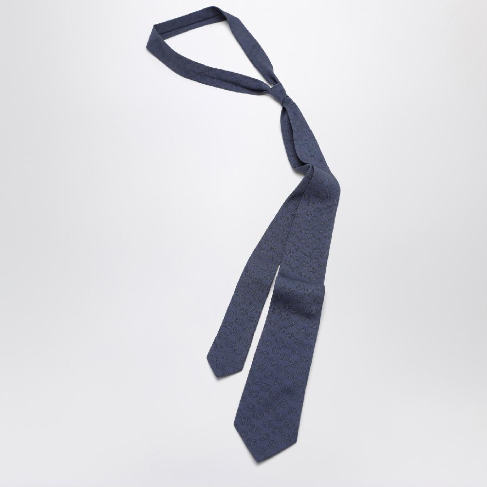 Balenciaga Cravatta sky blu con stampa BB Smaltimento dello stoccaggio