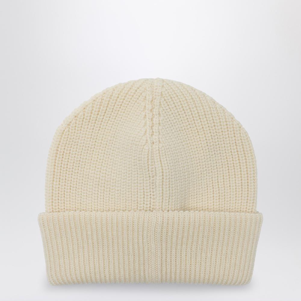 Moncler Cuffia bianca in lana con logo Latest fashion