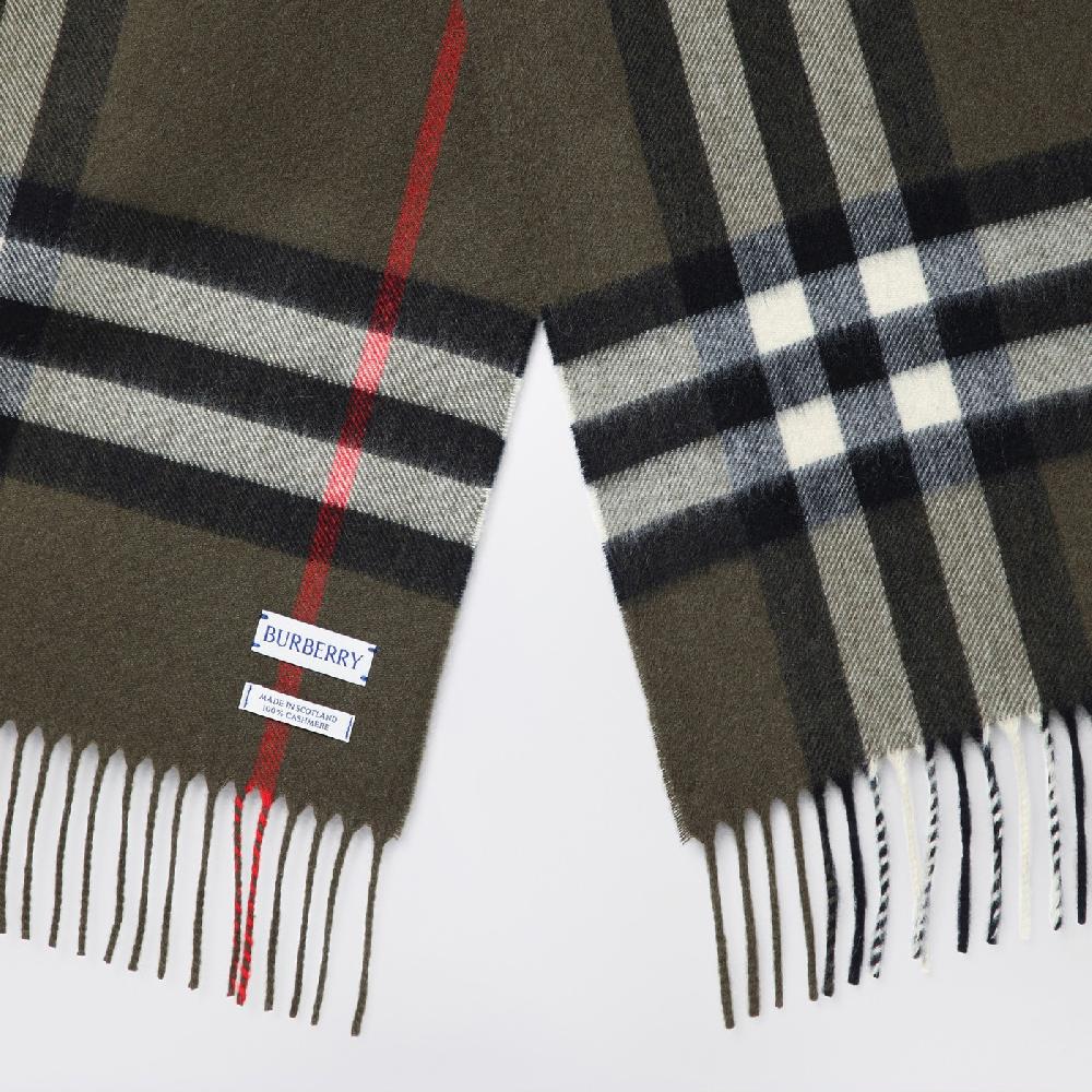 Burberry Sciarpa verde scura motivo Check in cashmere Offerta temporanea