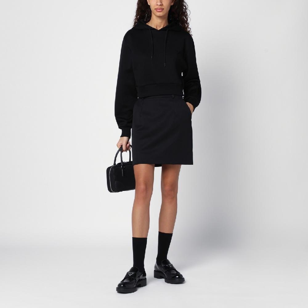 Prada Felpa con cappuccio nera con triangolo logo Ultimi tre giorni