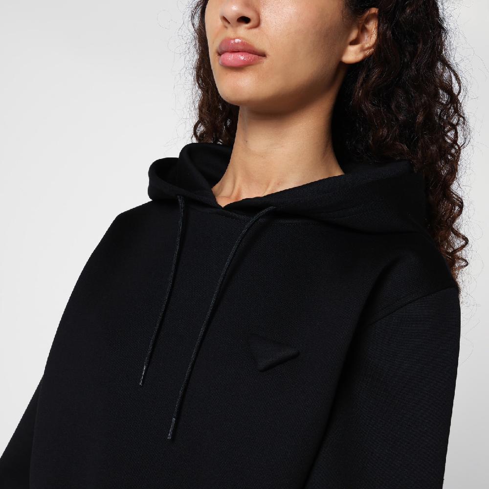 Prada Felpa con cappuccio nera con triangolo logo Ultimi tre giorni