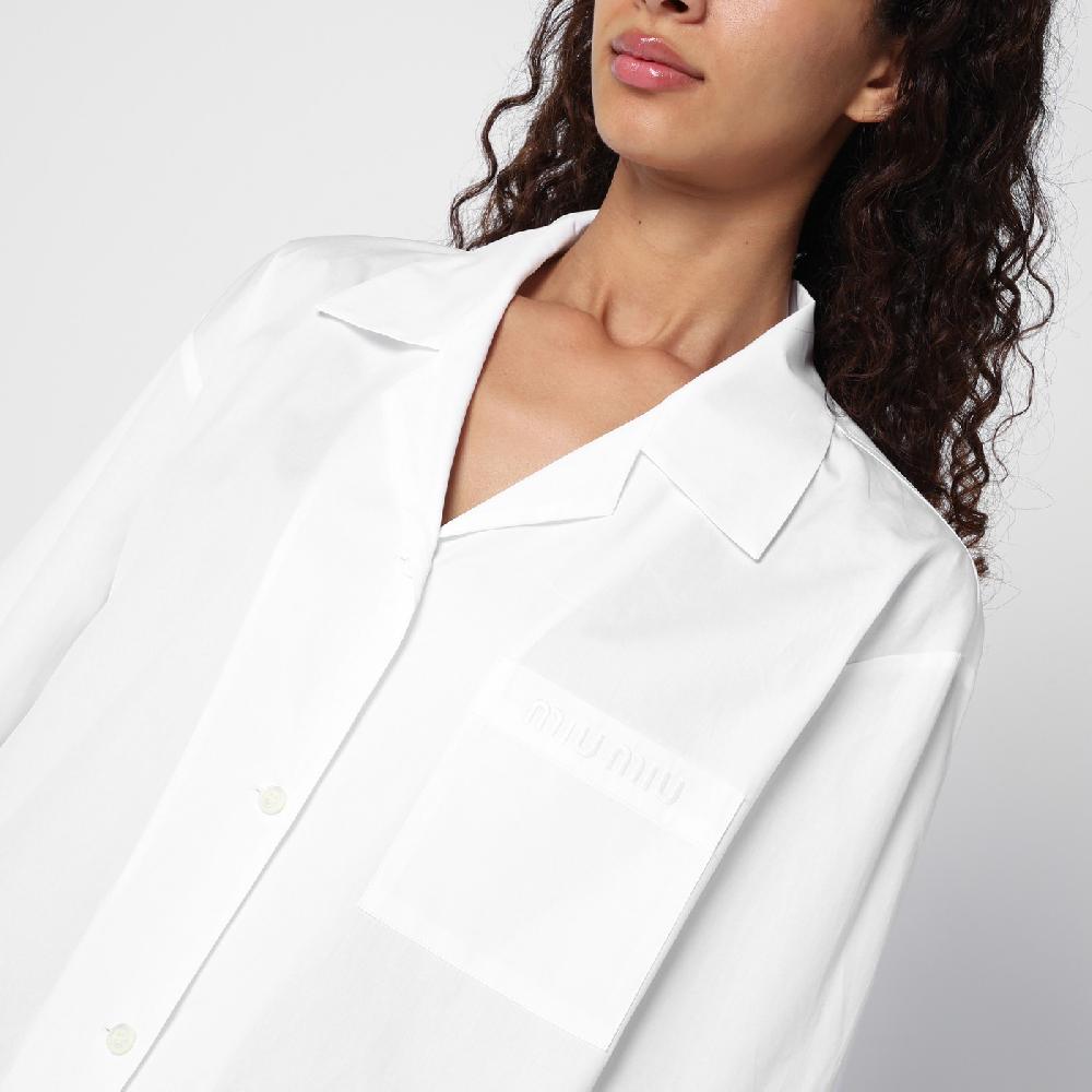 Miu Miu Camicia bianca in popeline con tasche Ultimi due giorni