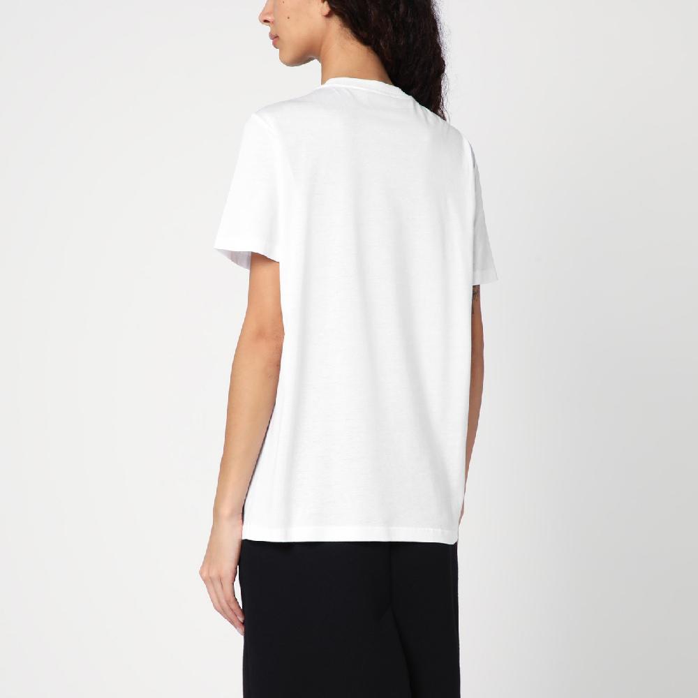 Prada T-shirt bianca in jersey con logo triangolo ricamato Ultimo giorno