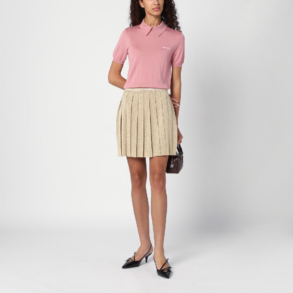 Miu Miu Minigonna plissettata oro in lurex Enormi sconti