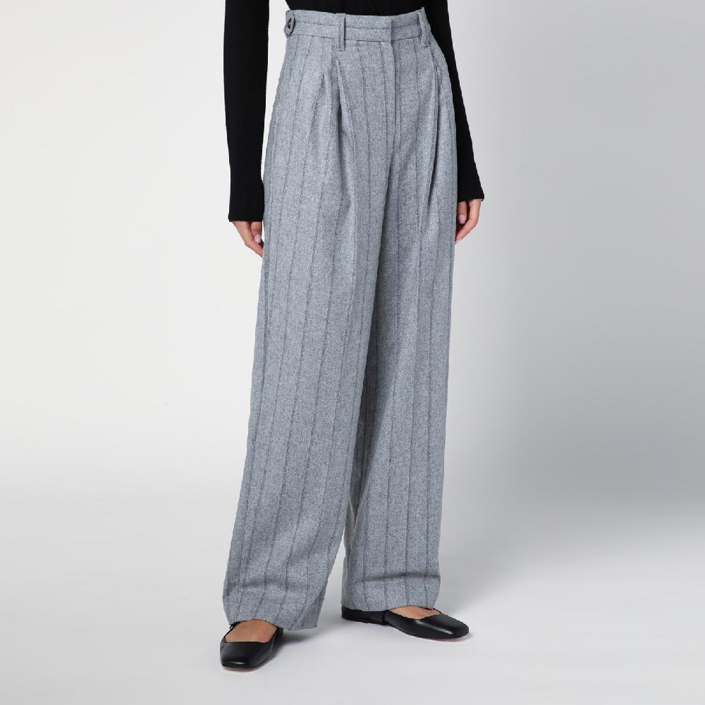 Brunello Cucinelli Pantalone ampio grigio chiaro rigato Black Friday Prezzi