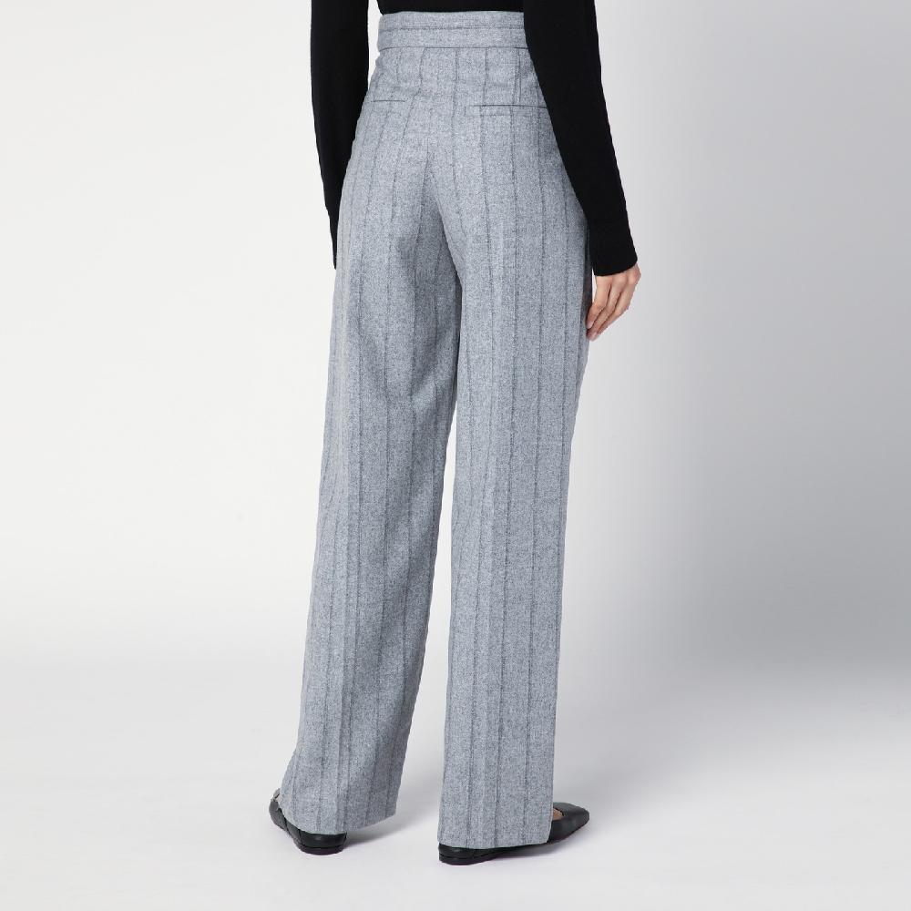 Brunello Cucinelli Pantalone ampio grigio chiaro rigato Black Friday Prezzi