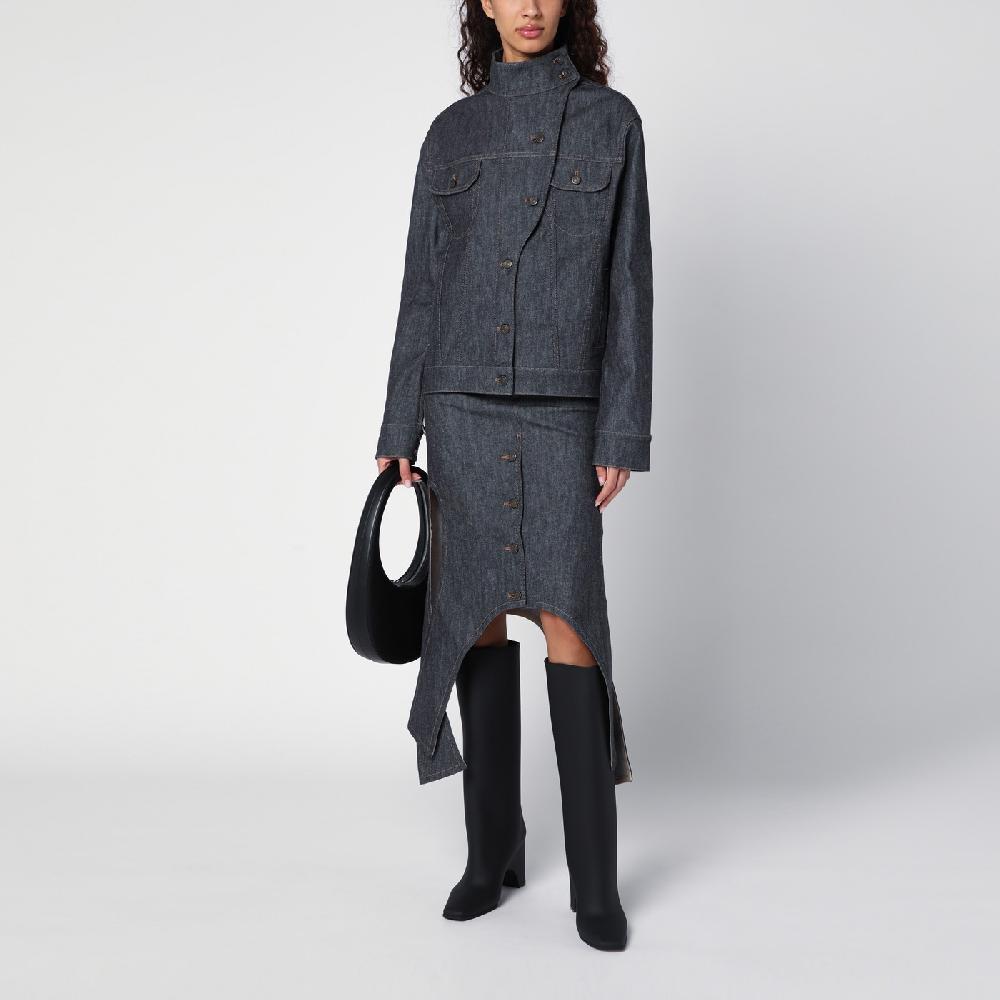 Courru00e8ges Giacca asimmetrica grigia scura in denim 50% di sconto per tempo limitato