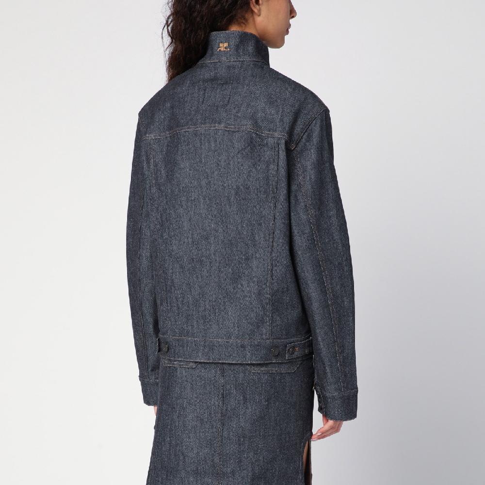 Courru00e8ges Giacca asimmetrica grigia scura in denim 50% di sconto per tempo limitato
