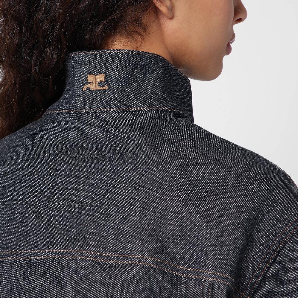 Courru00e8ges Giacca asimmetrica grigia scura in denim 50% di sconto per tempo limitato