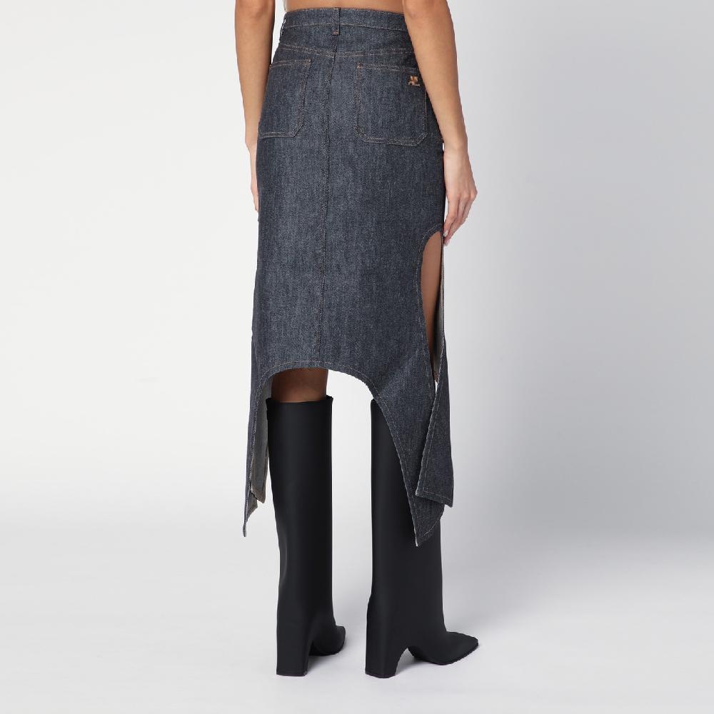 Courru00e8ges Gonna grigia scura in denim Sconti questo mese