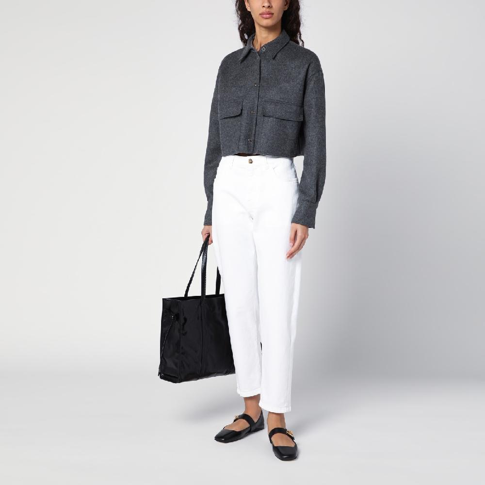 Brunello Cucinelli Giacca camicia crop grigia con Shiny Tab 2025