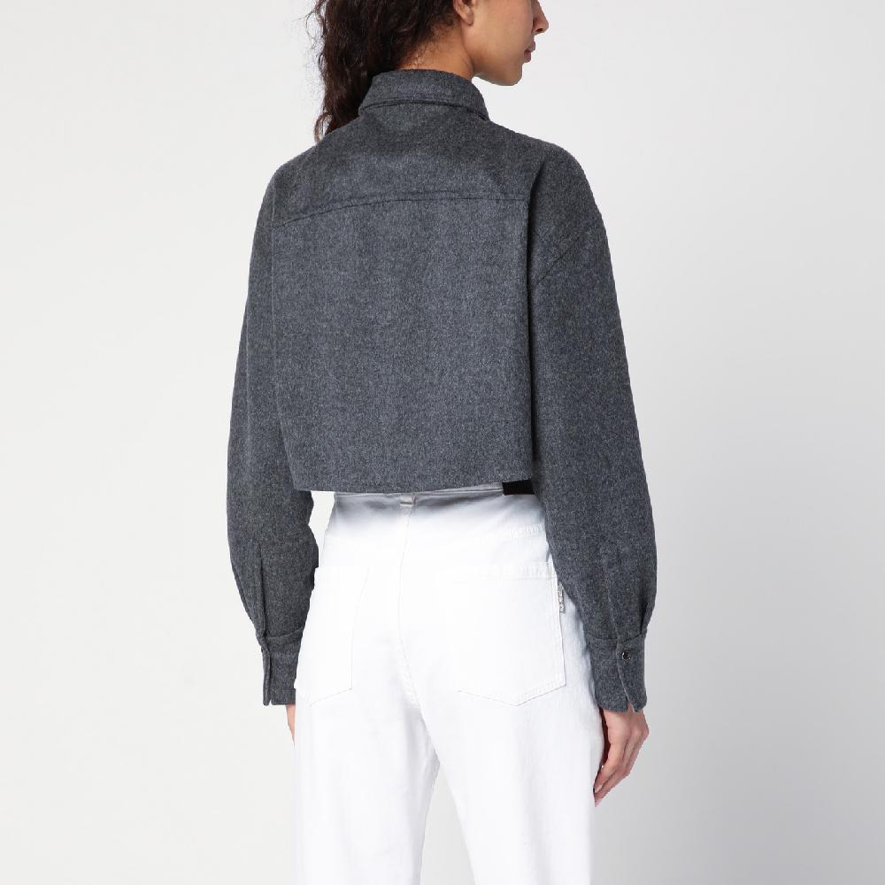 Brunello Cucinelli Giacca camicia crop grigia con Shiny Tab 2025