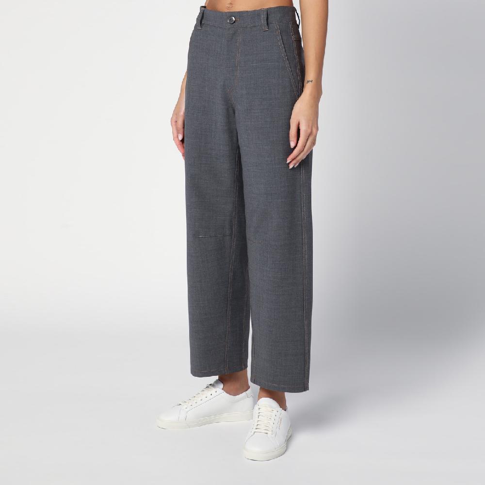 Brunello Cucinelli Pantalone grigio medio in misto lana In Linea