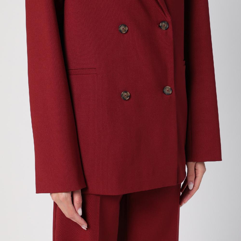 Loulou Studio Giacca doppiopetto bordeaux in lana Vendita