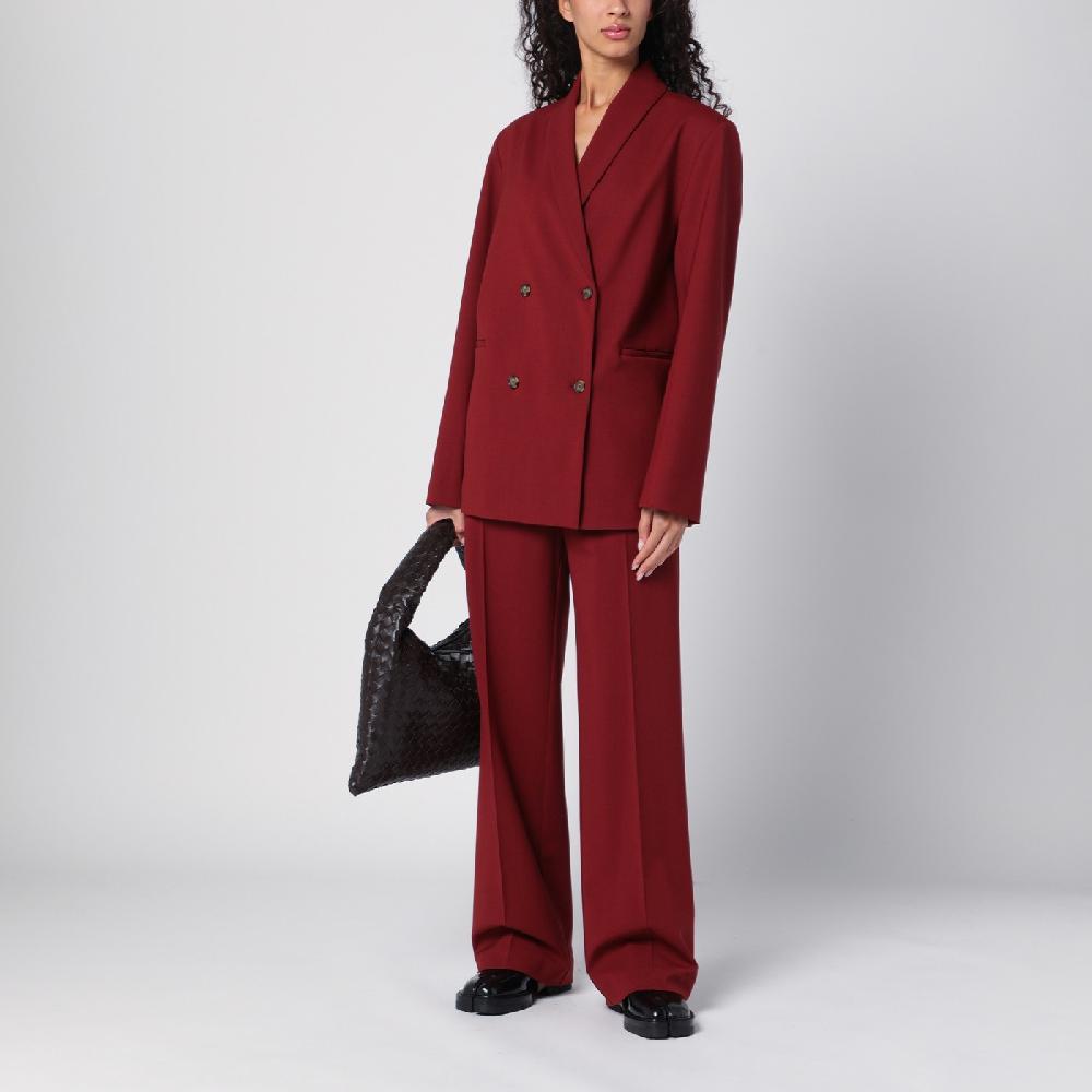 Loulou Studio Pantalone a palazzo in lana bordeaux Promozione
