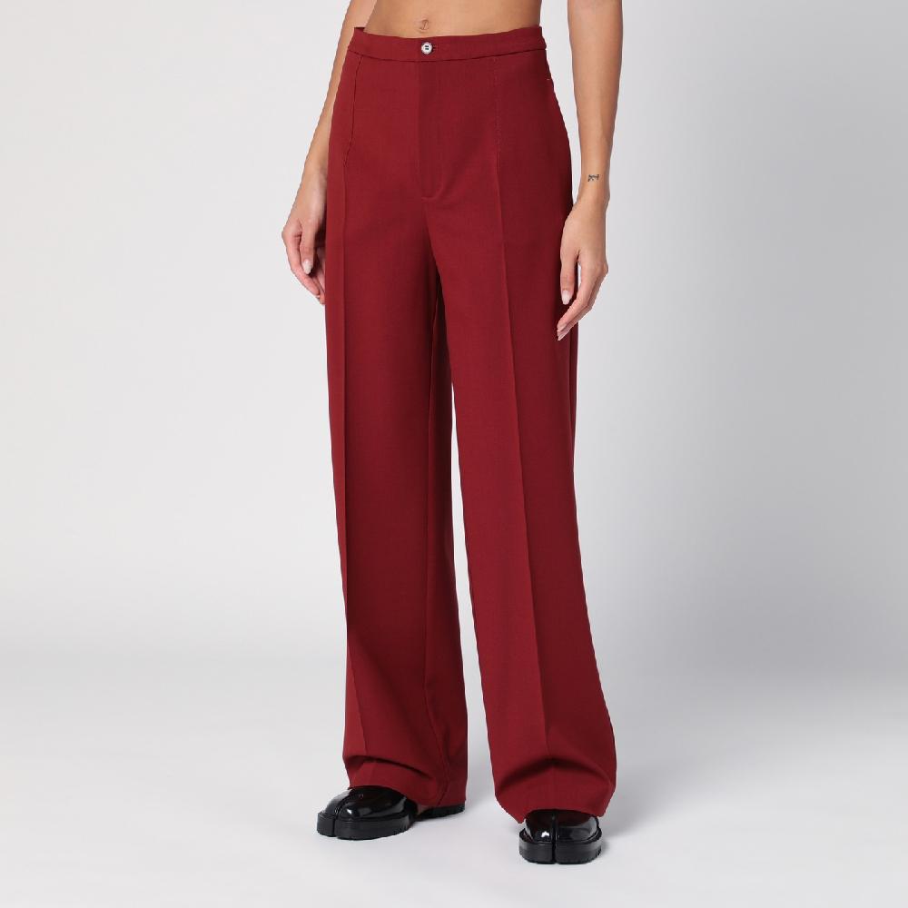 Loulou Studio Pantalone a palazzo in lana bordeaux Promozione