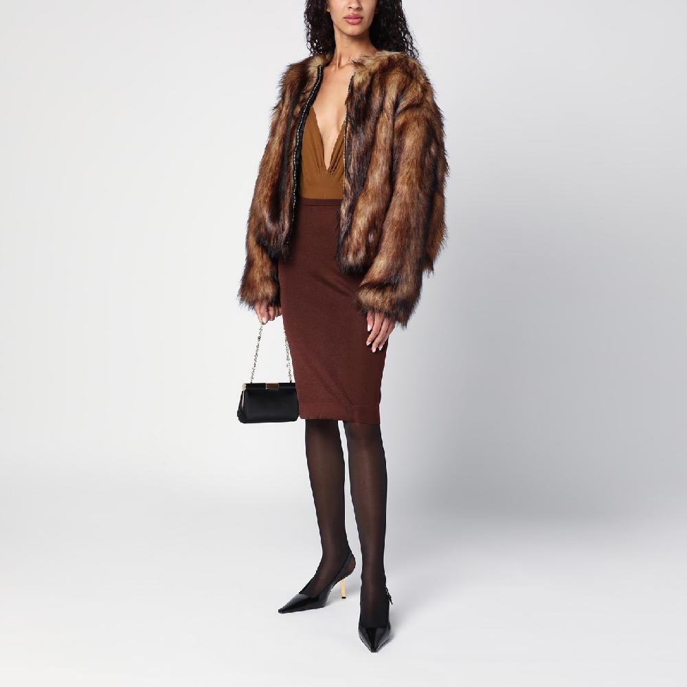 Saint Laurent Gonna midi semitrasparente marrone Spedizione Gratuita