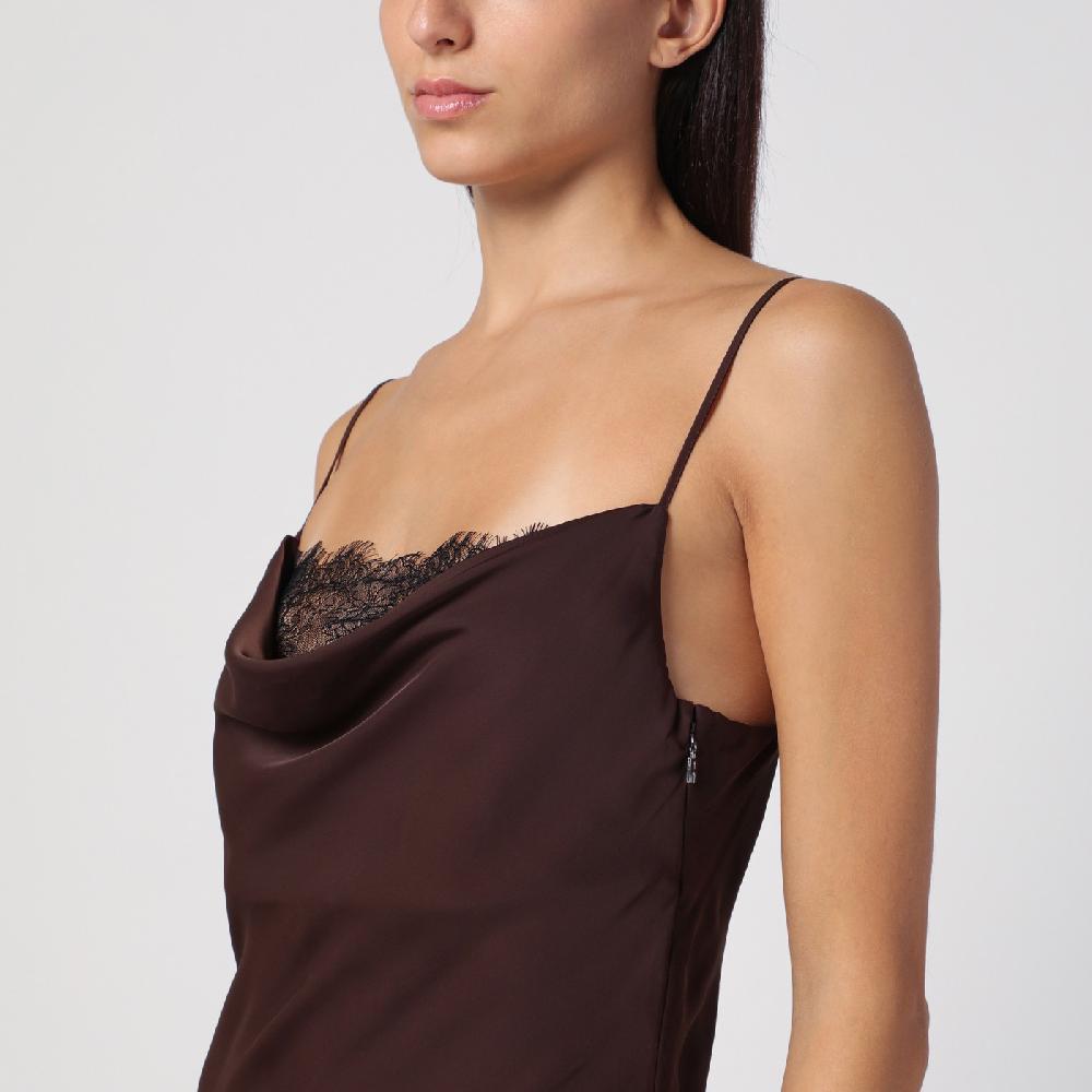 ROTATE Birger Christensen Abito con spalline marrone Negozi Online