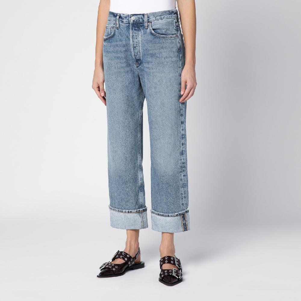 AGOLDE Jeans Fran azzurro in denim organico con risvolto Promozione Limitata