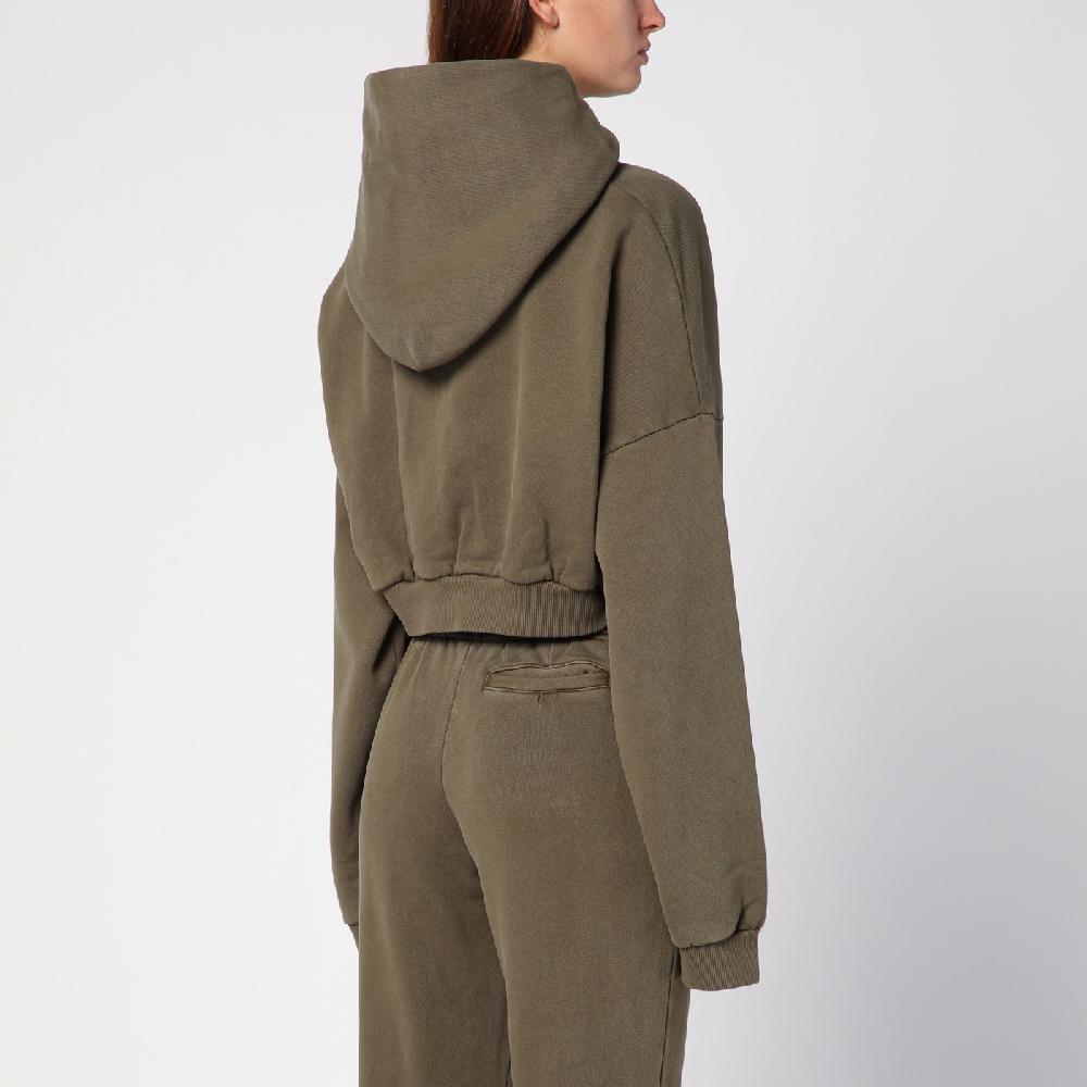 Entire Studios Felpa cropped verde militare in cotone organico Vendita Calda