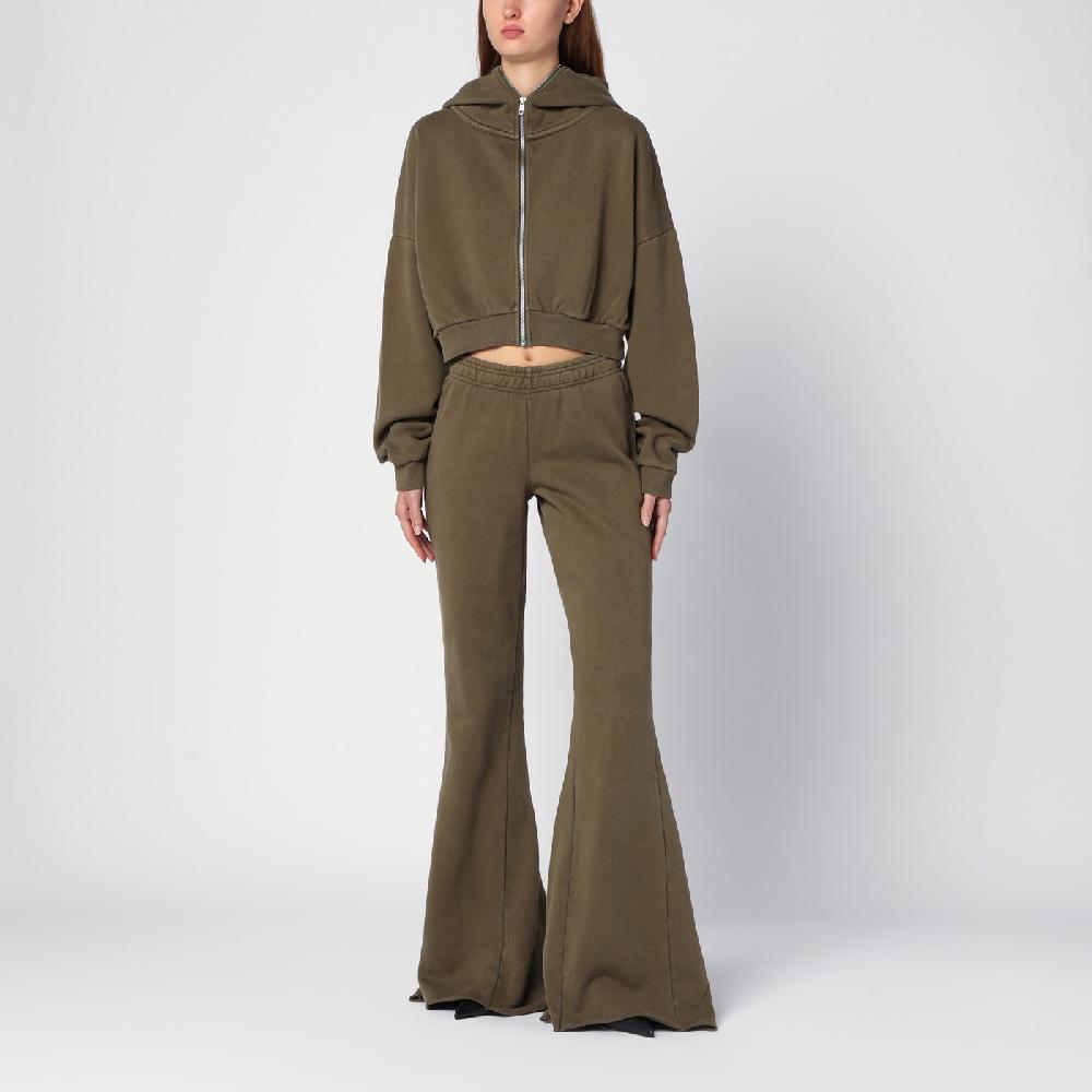 Entire Studios Felpa cropped verde militare in cotone organico Negozio