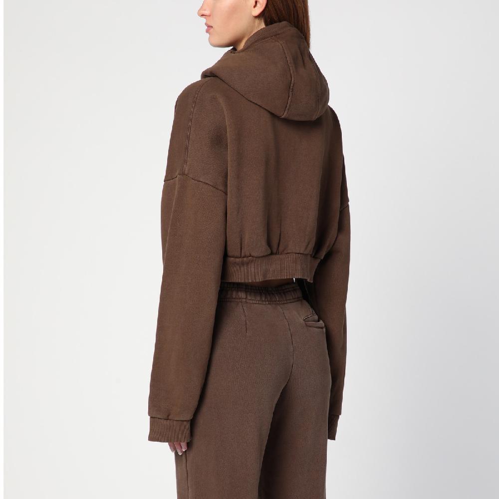 Entire Studios Felpa cropped marrone in cotone organico In Saldo