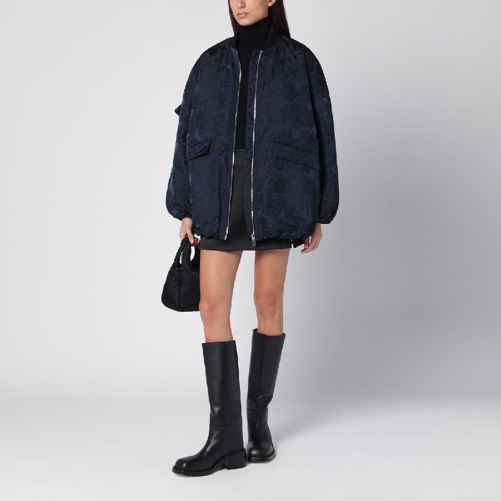 Ganni Bomber blu navy con zip Negozio online di fabbrica