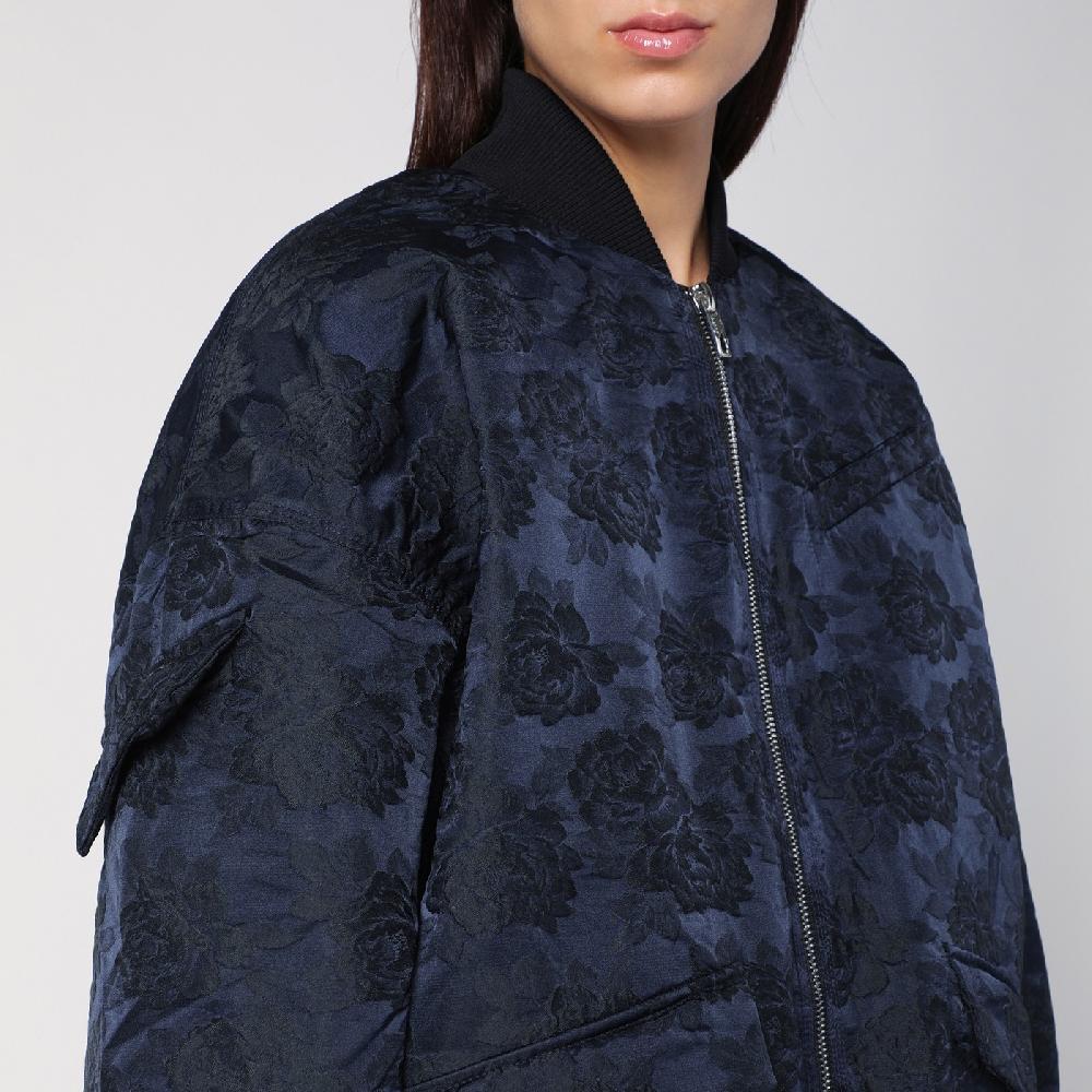 Ganni Bomber blu navy con zip Negozio online di fabbrica