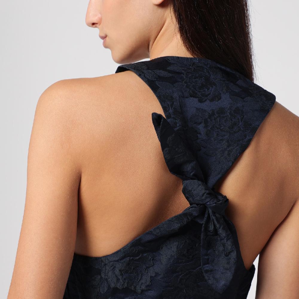 Ganni Mini abito blu navy con dettaglio nodo Prezzo di fabbrica