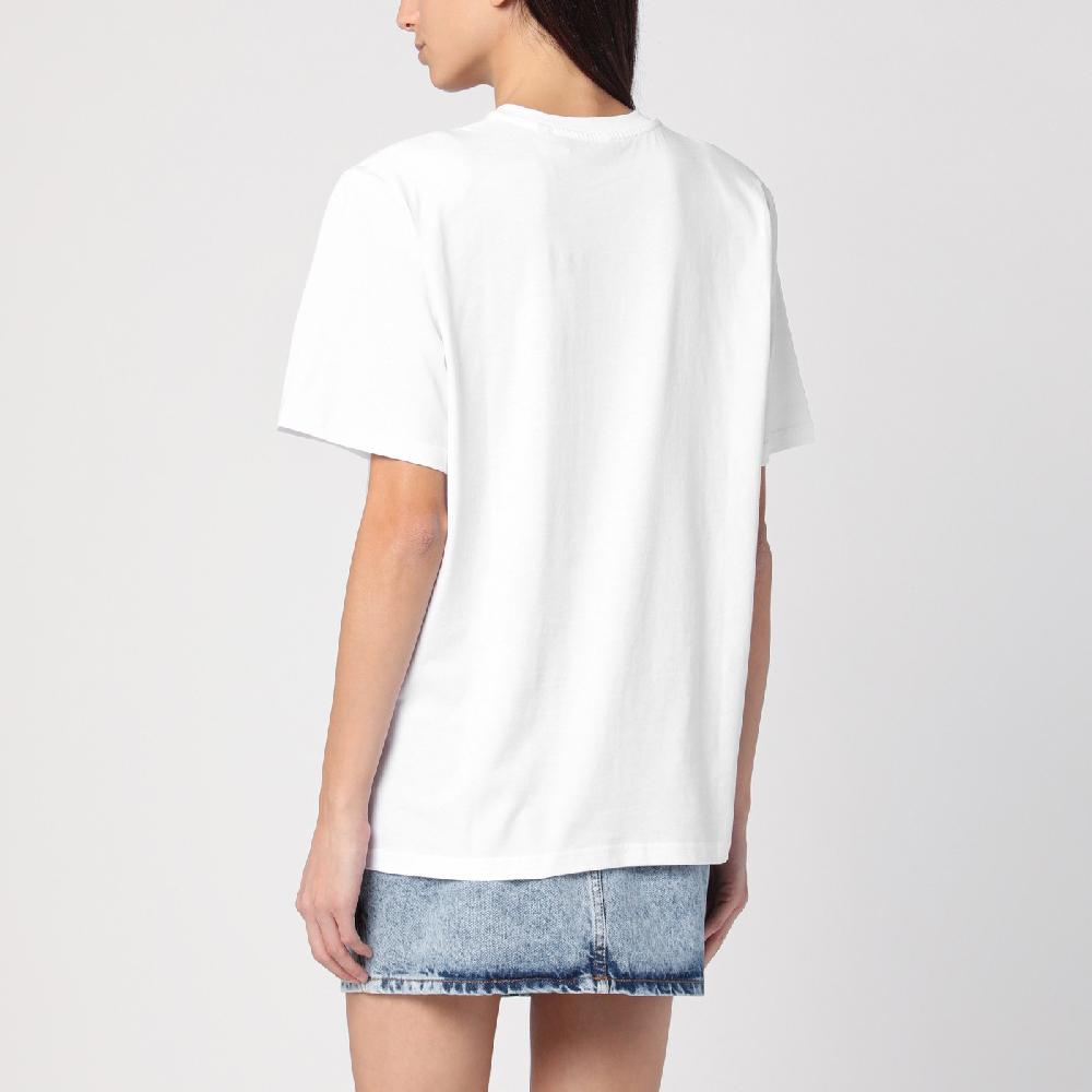 ROTATE Birger Christensen T-shirt bianca in cotone organico Comprare a buon mercato