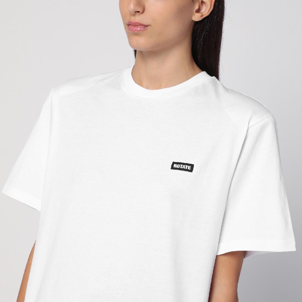 ROTATE Birger Christensen T-shirt bianca in cotone organico Comprare a buon mercato