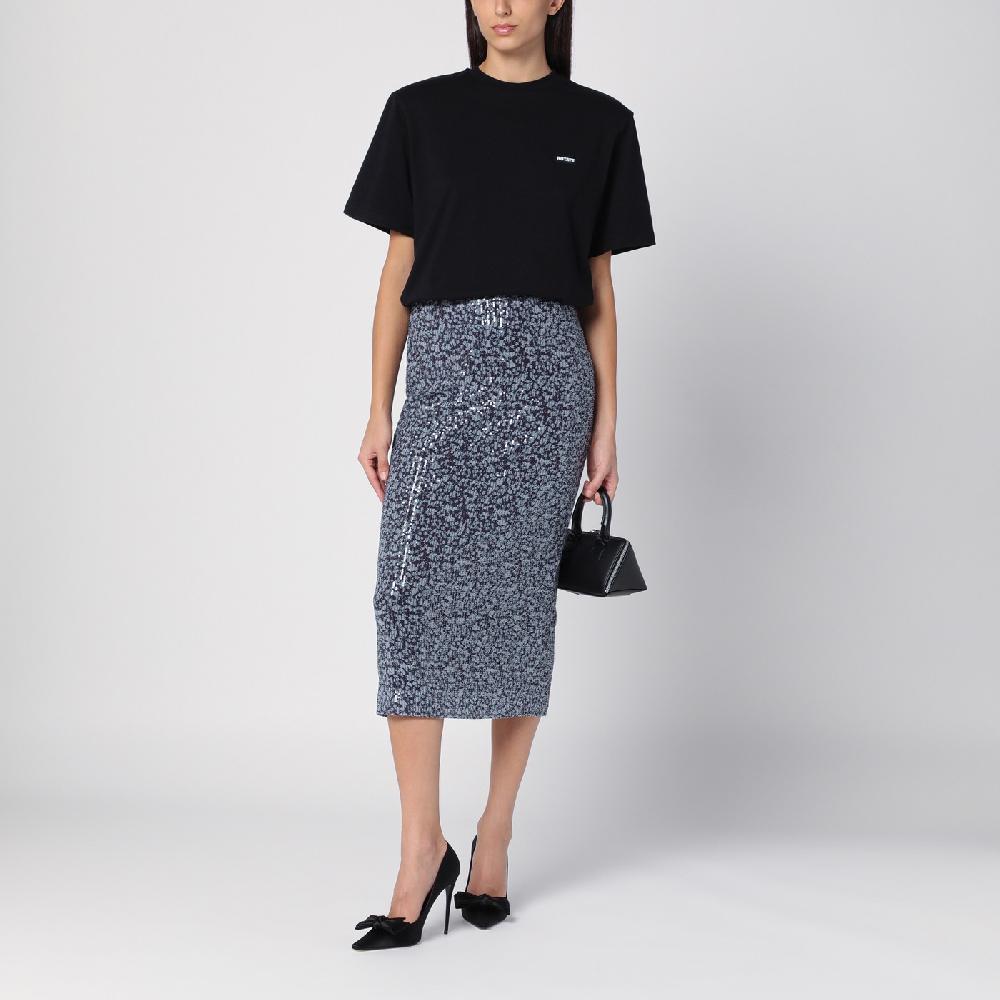 ROTATE Birger Christensen T-shirt nera in cotone organico Grande vendita