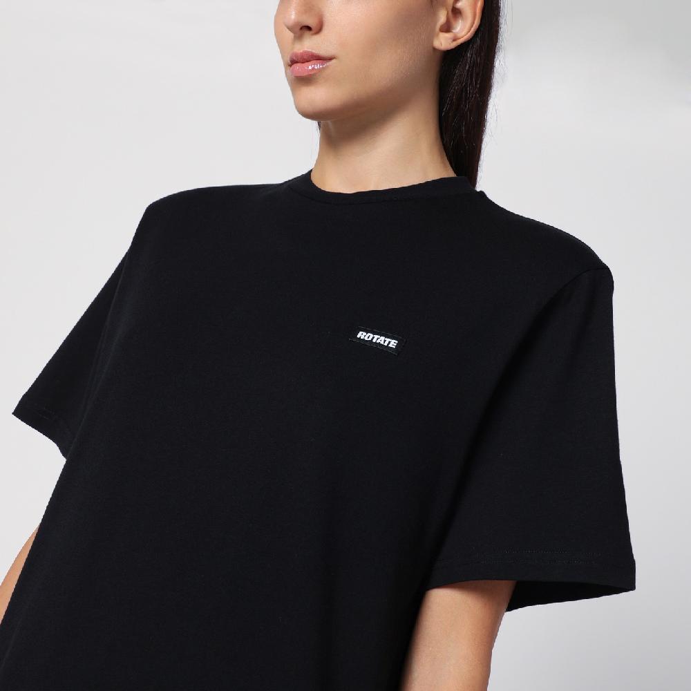 ROTATE Birger Christensen T-shirt nera in cotone organico Grande vendita