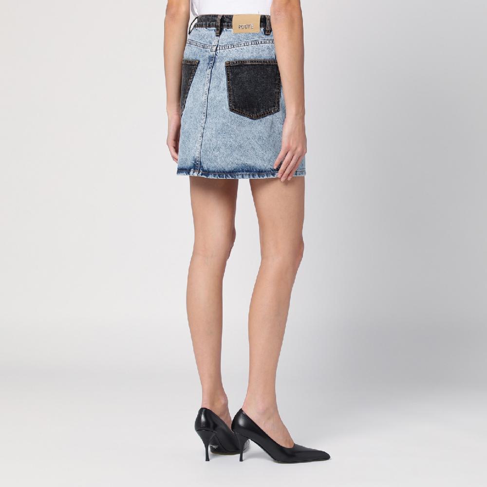 ROTATE Birger Christensen Mini gonna patchwork in denim organico Flash Sale