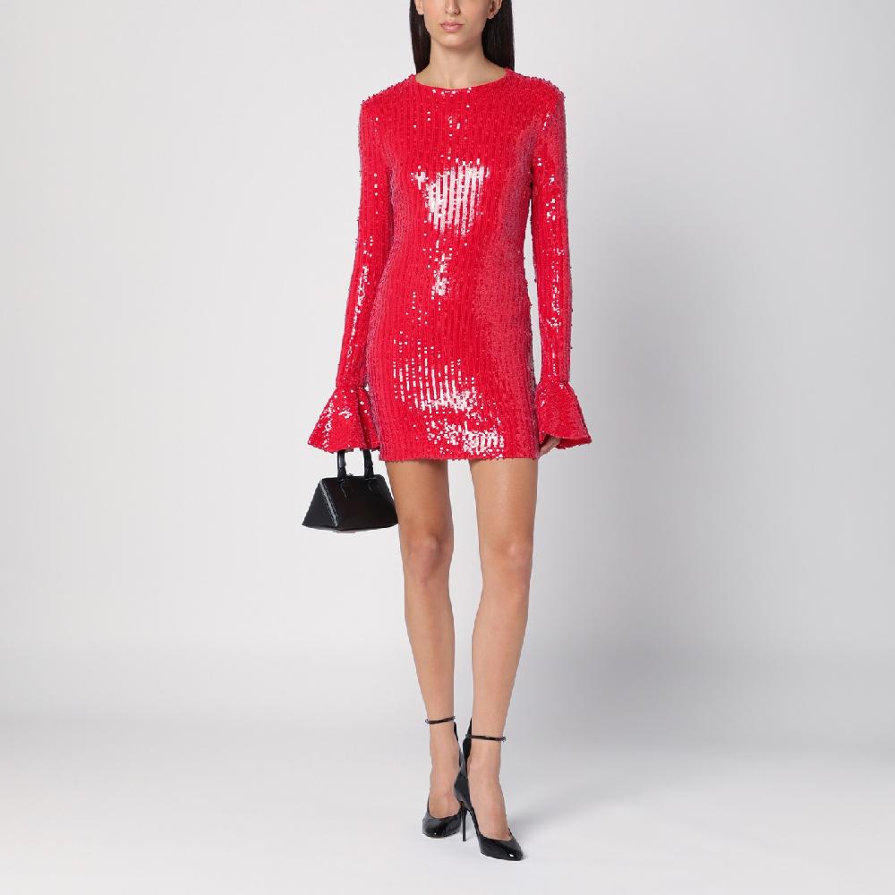 ROTATE Birger Christensen Mini abito rosso con micro paillette Fornitura limitata