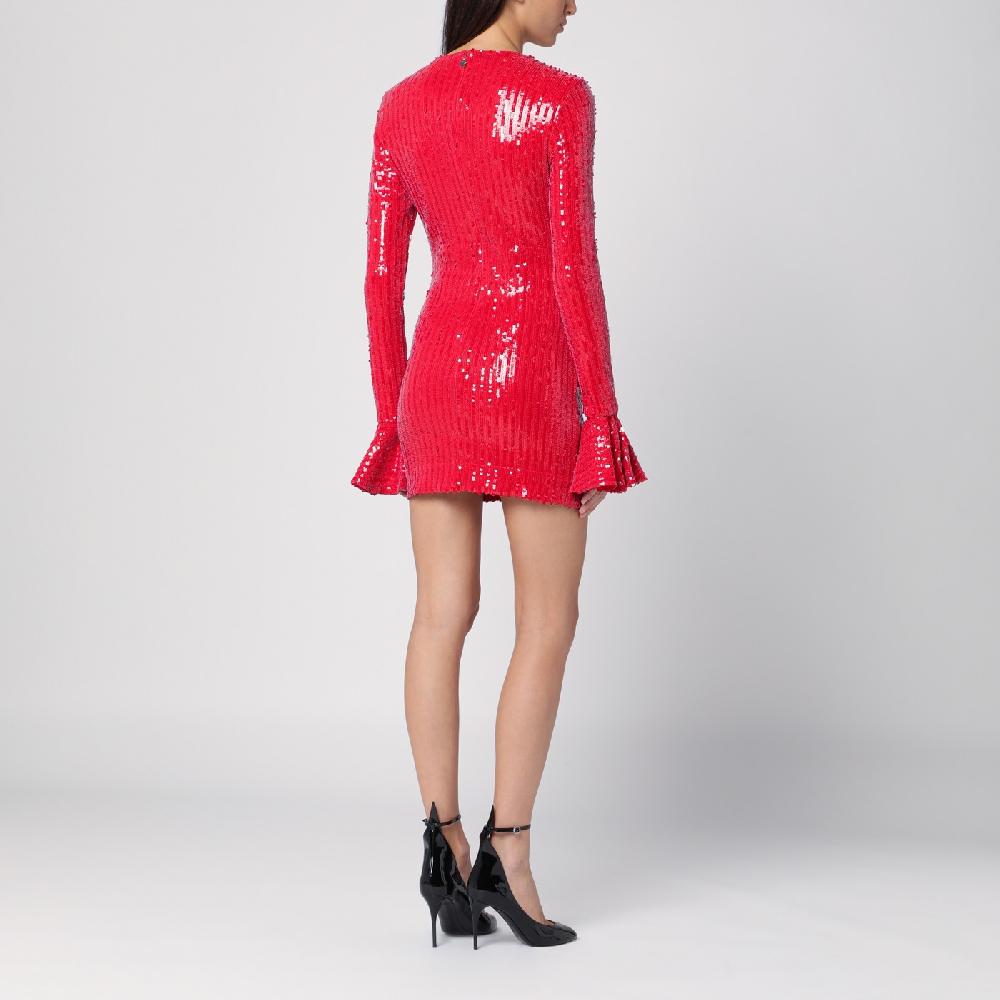 ROTATE Birger Christensen Mini abito rosso con micro paillette Fornitura limitata