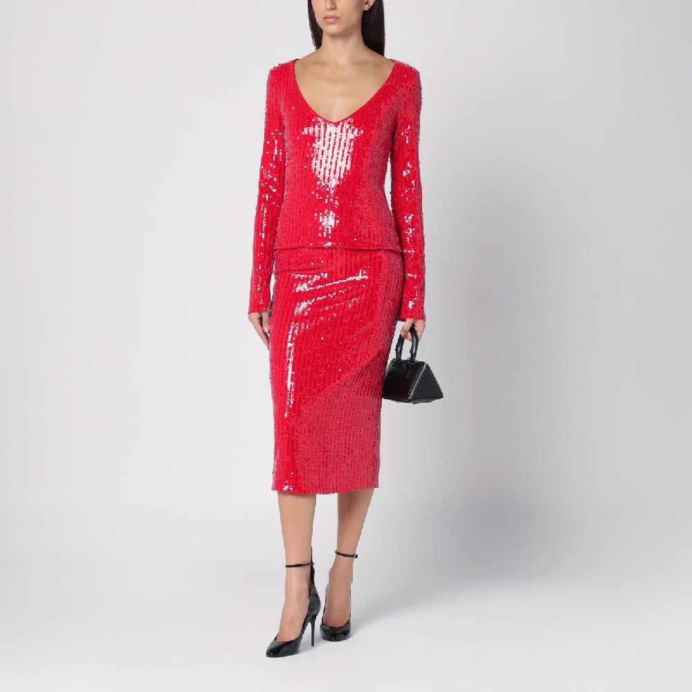 ROTATE Birger Christensen Maglia rossa con micro paillette Shopping online