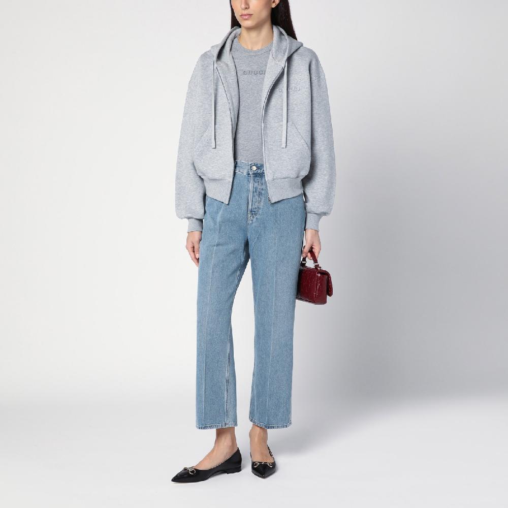 GUCCI Felpa grigia mélange in misto cotone Offerta Giorno del Papà