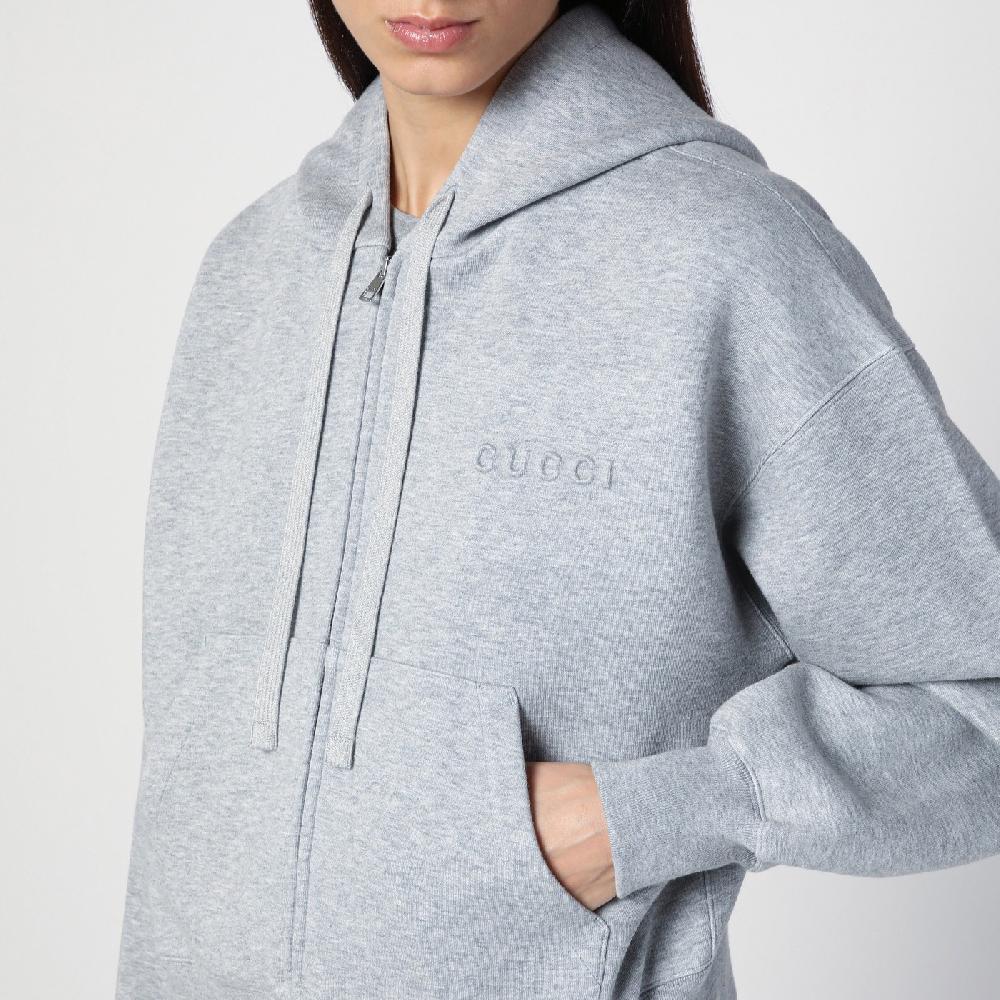 GUCCI Felpa grigia mélange in misto cotone Offerta Giorno del Papà