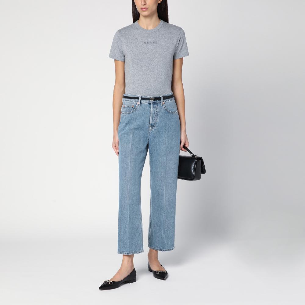 GUCCI T-shirt grigia mélange in cotone Vendita calda